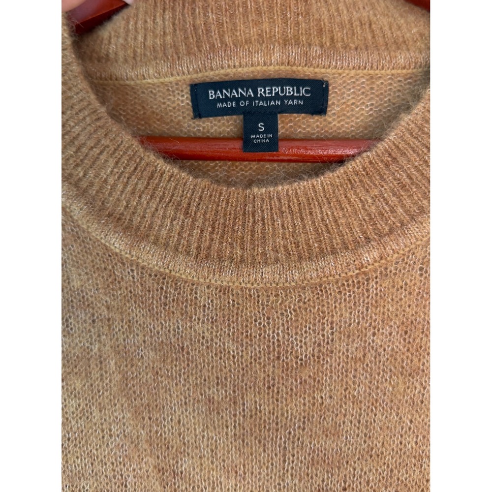 Banana Republic Alpaca Blend Crewneck Sweater Camel Tan Cozy Knit Womens Small - Picture 5 of 10